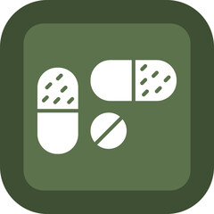 Pills Glyph Green Box Icon