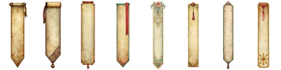 Vintage bookmark isolated on transparent background PNG file