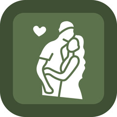 Hug Glyph Green Box Icon