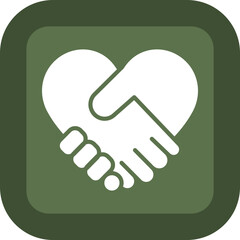 Holding Hand Glyph Green Box Icon