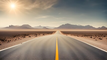 Naklejka premium Empty asphalt road, Adventure road in desert