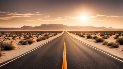 Fototapeta premium Empty asphalt road, Adventure road in desert