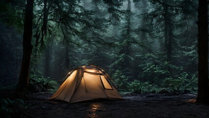 rain on the tent in the forest, tropic, quiet, calm, peaceful, meditation, camping, night, relax