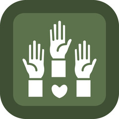 Obraz premium Volunteering Vector Glyph Green Box Icon