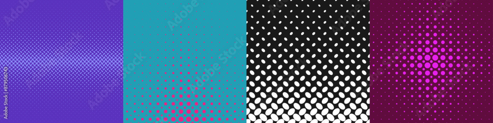Poster abstract geometric halftone pattern set