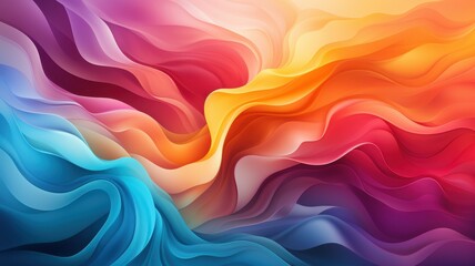 Obraz premium Vibrant abstract background depicting flowing, colorful waves in a mesmerizing blend of hues, ideal for creative projects and design inspiration.