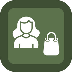 Woman Shopping Glyph Green Box Icon