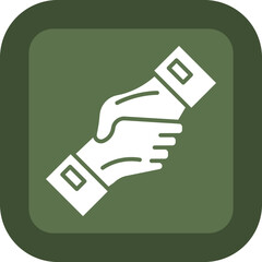Shake Hand Glyph Green Box Icon