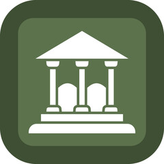 Bank Glyph Green Box Icon