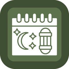 Ramadan Glyph Green Box Icon