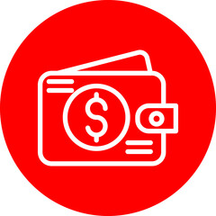 Wallet Vector Line White Circle Red