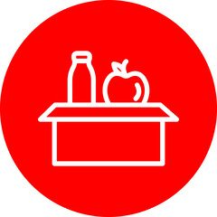 Charity Food Drive Vector Line White Circle Red