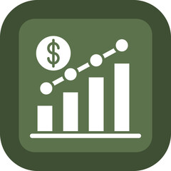 Business Growth Glyph Green Box Icon