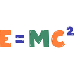 Physical formula E=MC2 hand drawn clipart. Cartoon concept of back to school. E equals MC squared lettering.