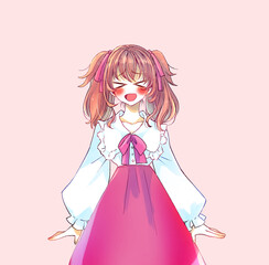 ロリータ服の女性　興奮　赤色