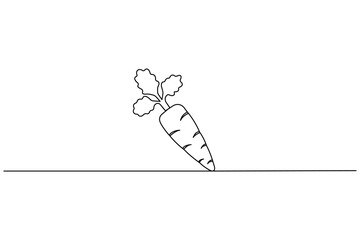 Carrot continuous one line drawing of isolated outline vector art illustration