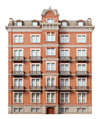 Fototapeta premium PNG Tall brick european apartment architecture building city.