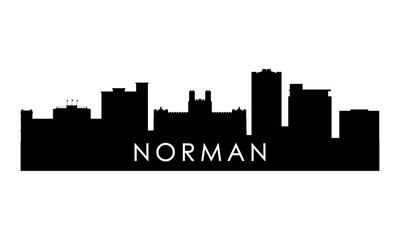 Naklejka premium Norman skyline silhouette. Black Norman city design isolated on white background. 