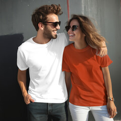 Fototapeta premium Couple t-shirt png mockup, transparent design