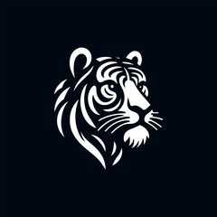 Dynamic tiger head illustration logo design. Creative vector icon perfect for t-shirt prints and branding. Bold and impactful.