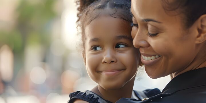 Female cop chats with young girl in the community. Concept Community policing, Empowering youth, Female role model, Building trust - Powered by Adobe