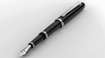 Fototapeta premium Sophisticated Fountain Pen on White Background,3D Rendering