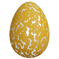 Yellow Easter Egg with White Spots on a Striped Background
