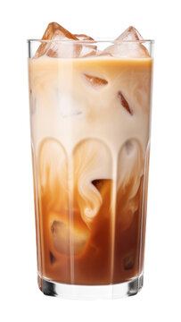 PNG Iced cafe latte drink coffee glass.