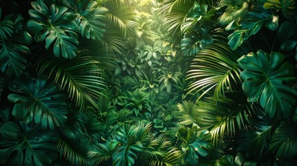 An image with lush tropical foliage and exotic palm leaves evokes a serene and vibrant Bali aesthetic.
