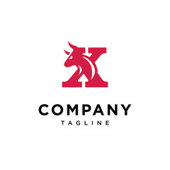 Letter X Bull Head Logo Icon Vector template