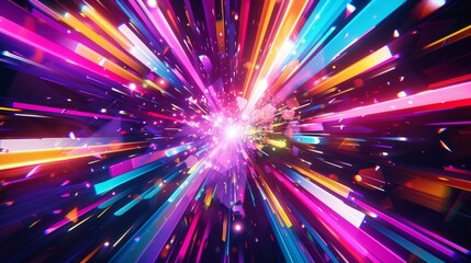 Obraz premium Geometric Abstractions: Glowing Lights in Digital Art