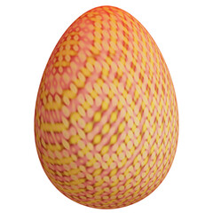Easter egg decorated with yellow and pink geometric pattern