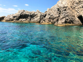 Beautiful rocky cave by the sea