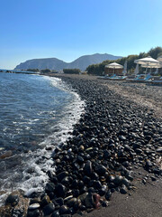Black Beach with black rocks