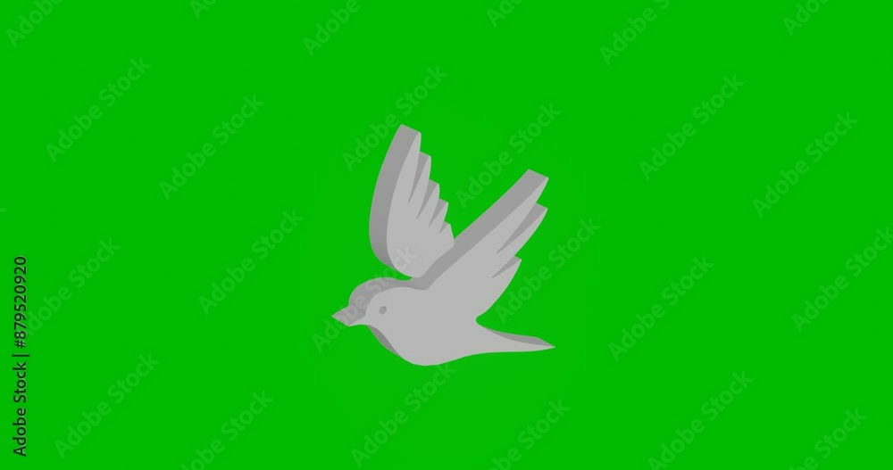 Poster animation of rotation of a white bird symbol with shadow. simple and complex rotation. seamless loop