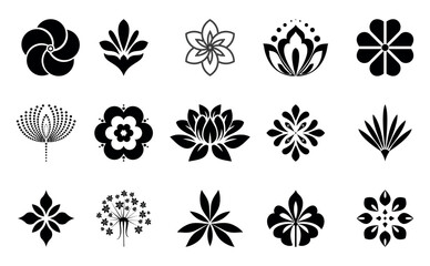 Flowers icon set. Flowers isolated on transparent background. Flowers in modern simple. Cute round flower plant nature collection. Vector illustrator