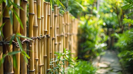 Bamboo fence in the garden.