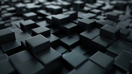 Black cubes in a dark background.