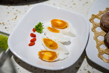 Steamed food in water bath, a new form of cooking in Vietnam. Brings little health benefits and is delicious