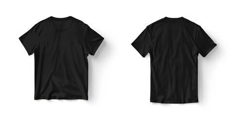 Blank oversize t-shirt mockup, front and back view, 3d rendering. Empty textile big size t shirt with sleeve mock up, isolated. Clear cotton crew neck undervest model for uniform. 