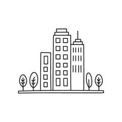 Illustration Doodle of an architectural model with tiny trees and buildings