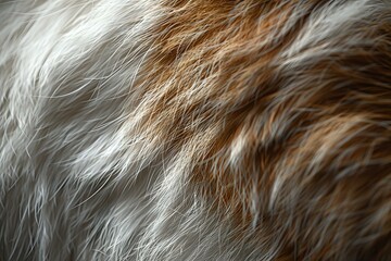 Fototapeta premium Close-up of soft, white and brown fur texture, perfect for fashion, textiles, and luxury design projects. Captures the warmth and rich detail of fur materials