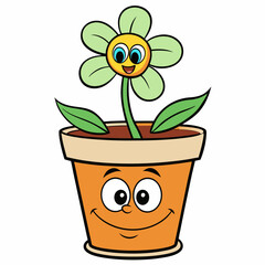 Flower in a pot vector illustration,  flower vector art, flower silhouette, flower in a pot