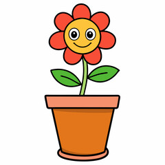 Flower in a pot vector illustration,  flower vector art, flower silhouette, flower in a pot