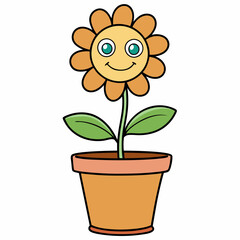 Flower in a pot vector illustration,  flower vector art, flower silhouette, flower in a pot