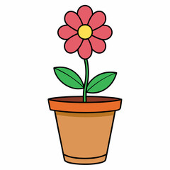 Flower in a pot vector illustration,  flower vector art, flower silhouette, flower in a pot