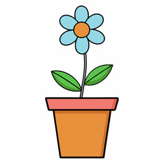 Flower in a pot vector illustration,  flower vector art, flower silhouette, flower in a pot