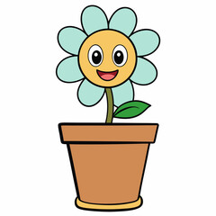 Flower in a pot vector illustration,  flower vector art, flower silhouette, flower in a pot
