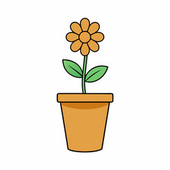 Flower in a pot vector illustration,  flower vector art, flower silhouette, flower in a pot