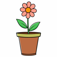 Flower in a pot vector illustration,  flower vector art, flower silhouette, flower in a pot